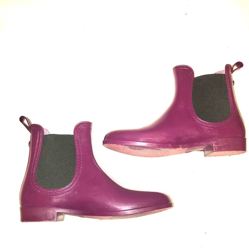 Fuchsia Pink Ankle Rain Boots Almond Toe Chelsea Booties Goring Size 10 GUC
